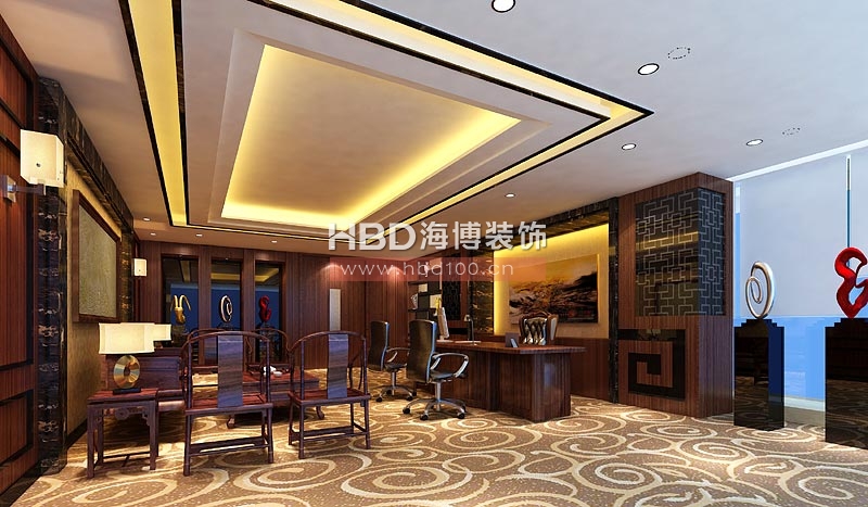 廣東隆鑫投資公司珠江新城寫(xiě)字樓裝修 董事長(zhǎng)室設(shè)計(jì)