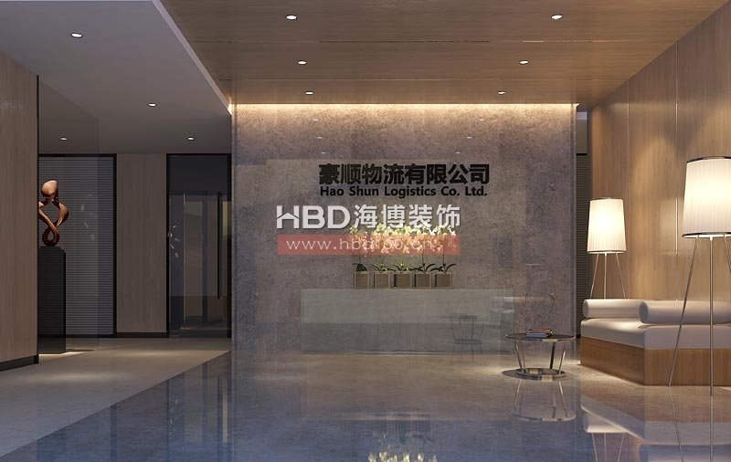 豪順物流公司辦公室設(shè)計 前臺效果圖